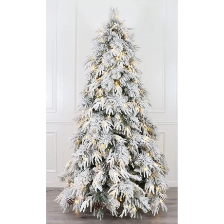 CHRISTMAS TREE PRE-LIT SNOWY WONDERLAND 210CM WITH 350 LED WARM WHITE LIGHTS 8 FUNCTIONS (PE)
