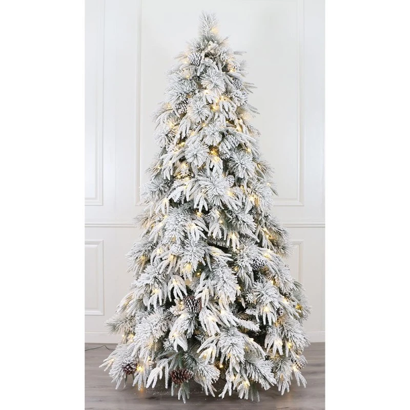 CHRISTMAS TREE PRE-LIT SNOWY WONDERLAND 210CM WITH 350 LED WARM WHITE LIGHTS 8 FUNCTIONS (PE)