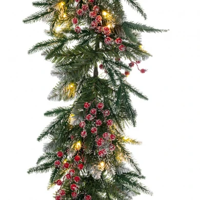 PRE-LIT ΧΙΟΝΙΣΜΕΝΗ ΓΙΡΛΑΝΤΑ 270ΕΚ ΜΕ BERRIES ΚΑΙ 80 LED ΛΕΥΚΑ ΖΕΣΤΑ ΣΤΑΘΕΡΑ ΚΑΙ ΕΠΕΚΤΕΙΝΟΜΕΝΑ