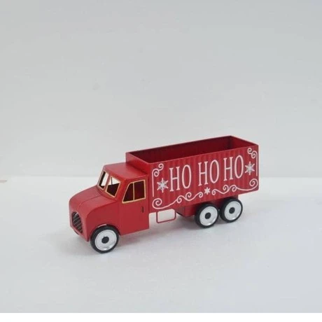 XMAS RED METAL TRUCK HOHOHO 50X14X20CM