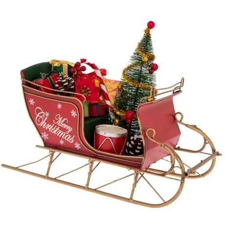XMAS METAL SLEIGH WITH GIFTS 30X13X23CM