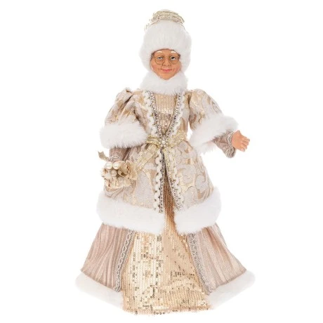 XMAS FABRIC MRS SANTA IN GOLD COLOR 45CM