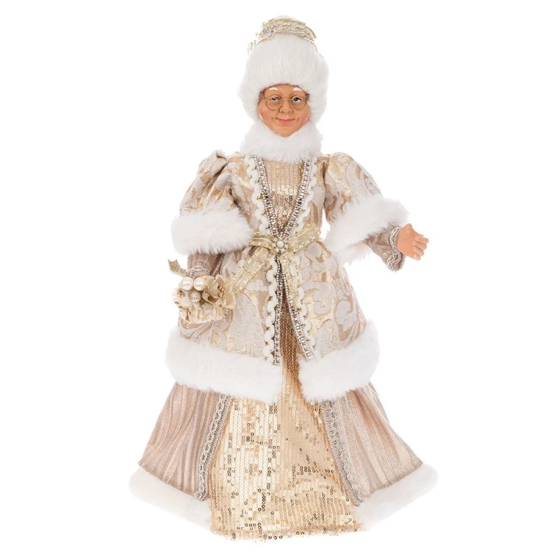 XMAS FABRIC MRS SANTA IN GOLD COLOR 45CM