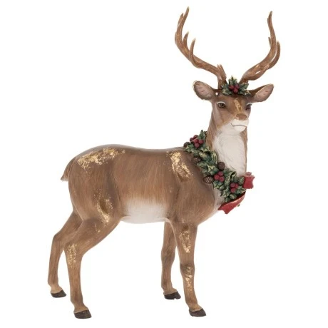 XMAS RESIN DEER IN GOLD COLOR 44X19X56CM