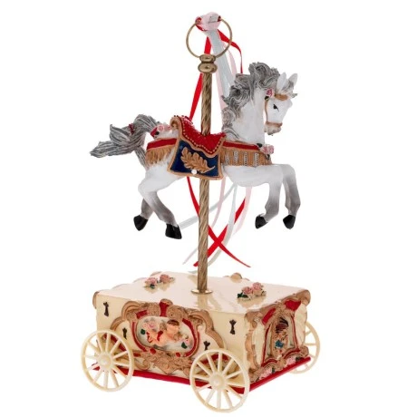XMAS 
GOLDEN WINDING CARRIAGE WITH HORSE AND MUSIC 9,5X8,5X15,5CM