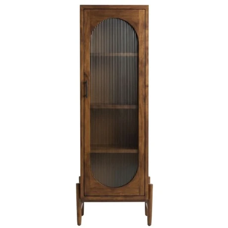 WOODEN RUSTIC SHOWCASE WITH GLASS ON THE DOOR 55X35X150CM