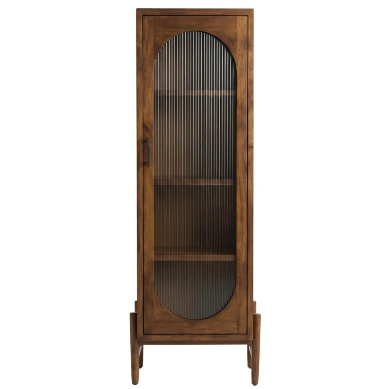 WOODEN RUSTIC SHOWCASE WITH GLASS ON THE DOOR 55X35X150CM