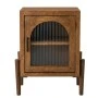 WOODEN RUSTIC BEDSIDE TABLE WITH GLASS IN THE DOOR 45X35X60CM