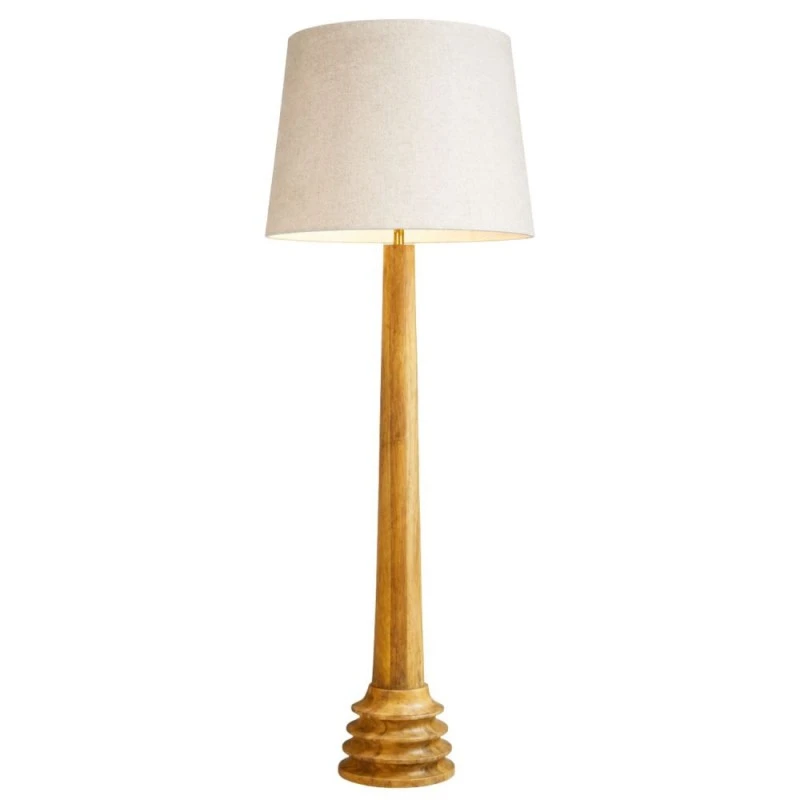 WOODEN FLOOR LAMP WITH BEIGE HAT D24X135CM