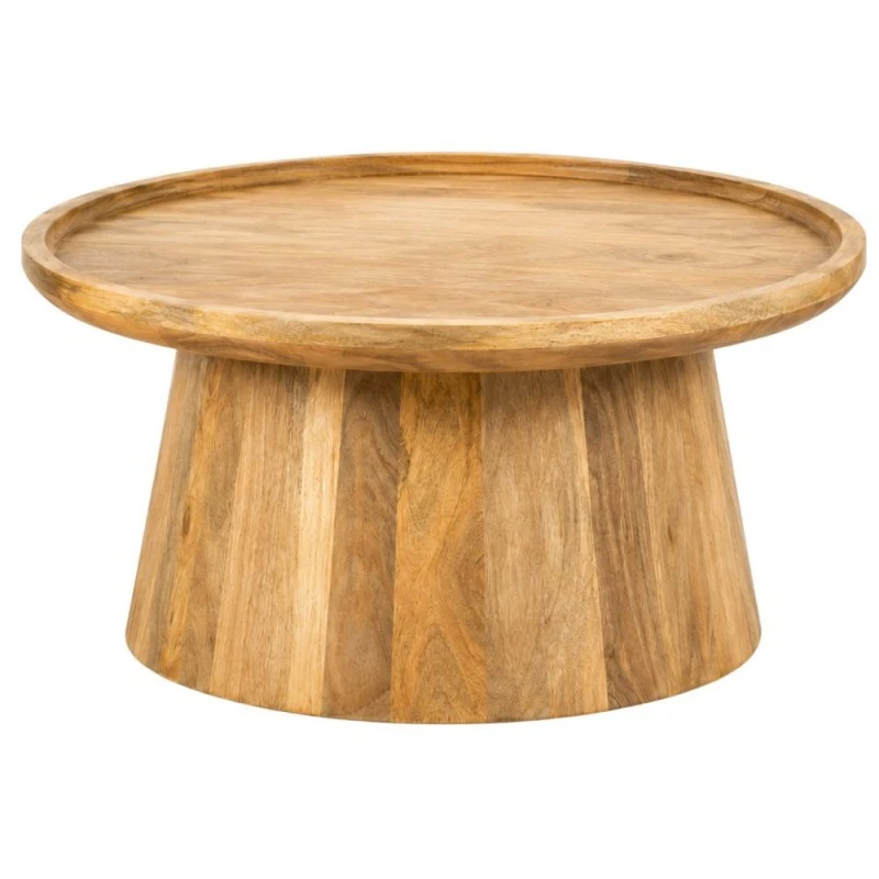 ROUND COFFE TABLE MADE OF WOOD IN NATURAL COLOR D75X50CM