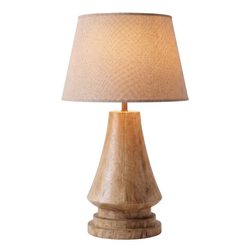 TABLE LAMP MADE OF MANGO WOOD WITH CREAM SHADE D20X40CM