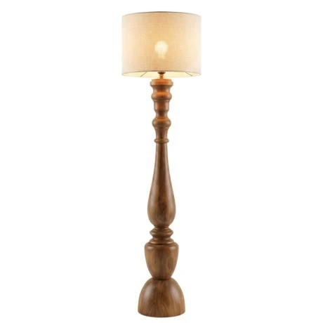 WOODEN FLOOR LAMP WITH BEIGE HAT D26X140CM
