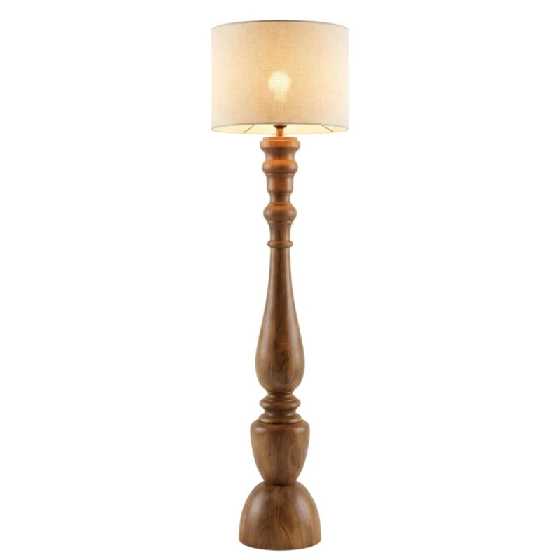 WOODEN FLOOR LAMP WITH BEIGE HAT D26X140CM
