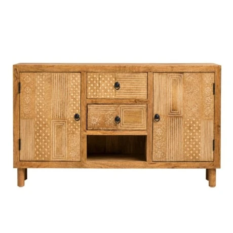 WOODEN VINTAGE SIDEBOARD WITH 2 CABINETS AND 2 DRAWERS 160Χ40Χ90CM