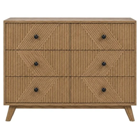 WOODEN BEDSIDE TABLE WITH 6 DRAWERS IN BROWN COLOR 110X40X90CM