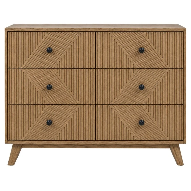 WOODEN BEDSIDE TABLE WITH 6 DRAWERS IN BROWN COLOR 110X40X90CM