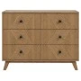 WOODEN BEDSIDE TABLE WITH 6 DRAWERS IN BROWN COLOR 110X40X90CM