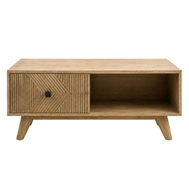 WOODEN VINTAGE COFFEE TABLE IN BROWN COLOR 90X90X40,5CM
