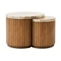 WOODEN COFFEE TABLES WITH WHITE SURFACE AND MARBLE EFFECT D75X40  D50X30CM