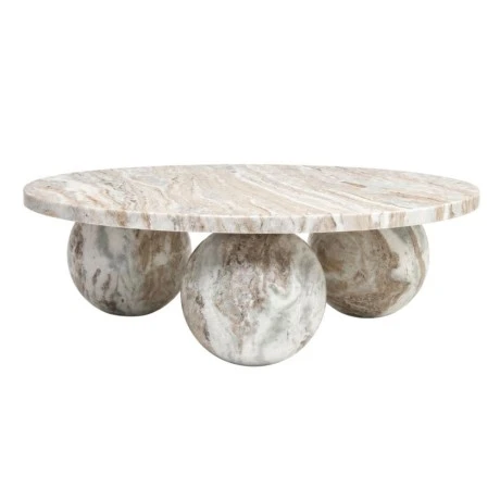 WHITE MARBLE COFFEE TABLE D90X30CM