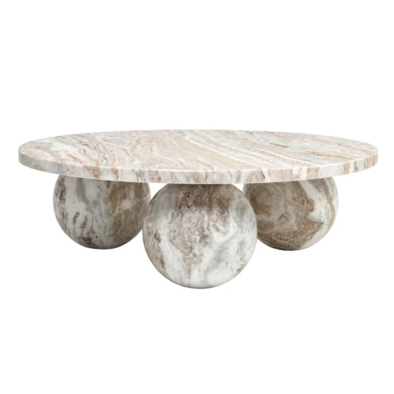 WHITE MARBLE COFFEE TABLE D90X30CM