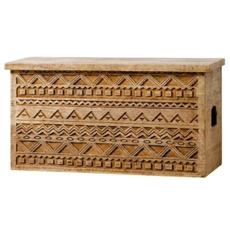 CARVED WOODEN STORAGE FURNITURE IN NATURAL COLOR 85X35X45CM