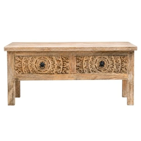 CARVED WOODEN COFFEE TABLE IN NATURAL COLOR 100X50X45CM