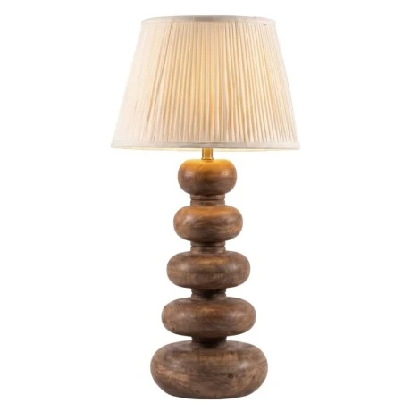 WOODEN TABLE LAMP WITH BEIGE HAT D25X60CM