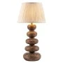 WOODEN TABLE LAMP WITH BEIGE HAT D25X60CM
