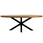 WOODEN ROTTON TABLE WITH BLACK METAL FRAME 220X100X80CM