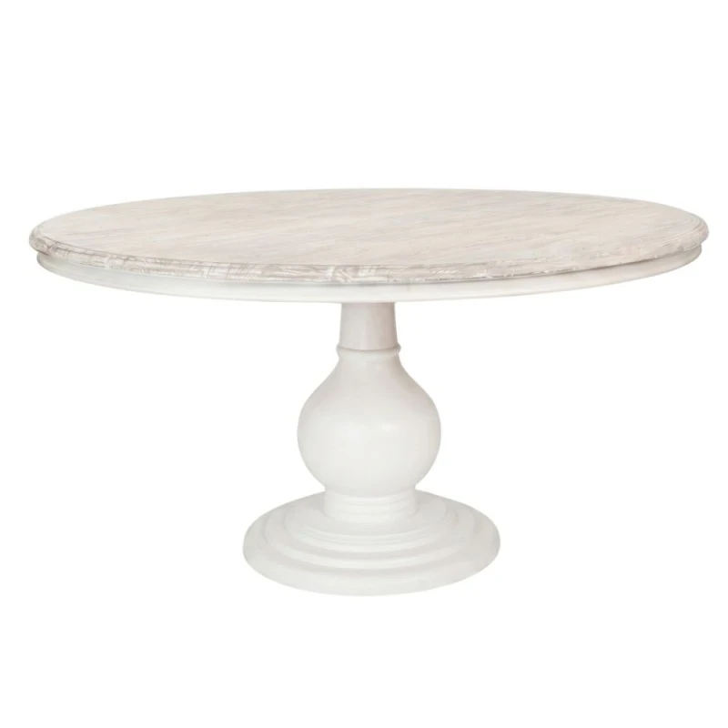 ROUND DINING TABLE MADE OF MANGO WOOD IN WHITE COLOR D120X75CM