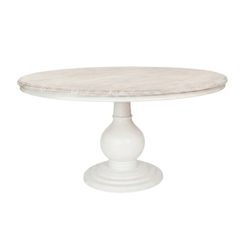 ROUND DINING TABLE MADE OF MANGO WOOD IN WHITE COLOR D105X75CM