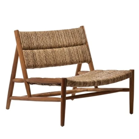 WOODEN LOUNGE ARMCHAIR WITH STRAW 70X80X70CM