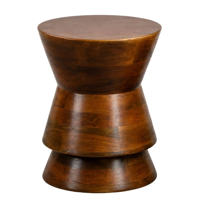 WOODEN SIDE TABLE IN NATURAL COLOR  MADE OF MANGO WOOD D35X45CM