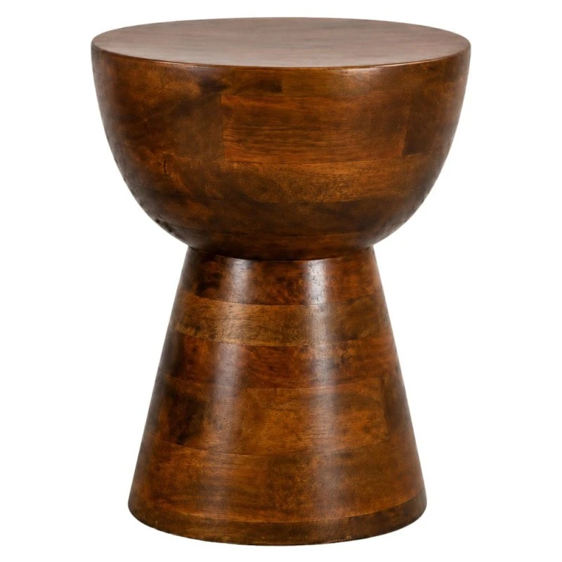 WOODEN SIDE TABLE IN NATURAL COLOR  MADE OF MANGO WOOD D37X48CM