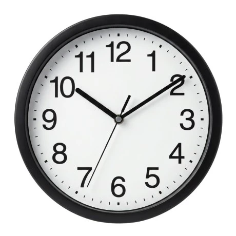 PLASTIC WALL CLOCK IN BLACK COLOR D22X4CM