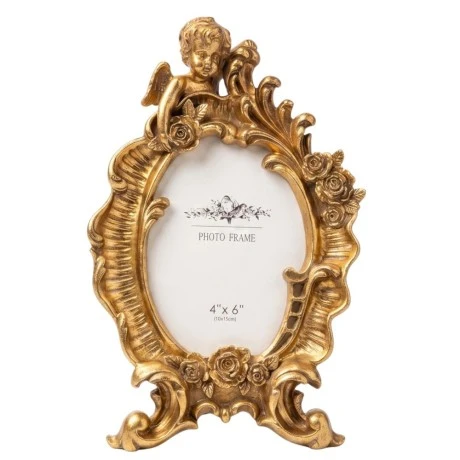 GOLD RESIN ANGEL PHOTO FRAME 10X15CM