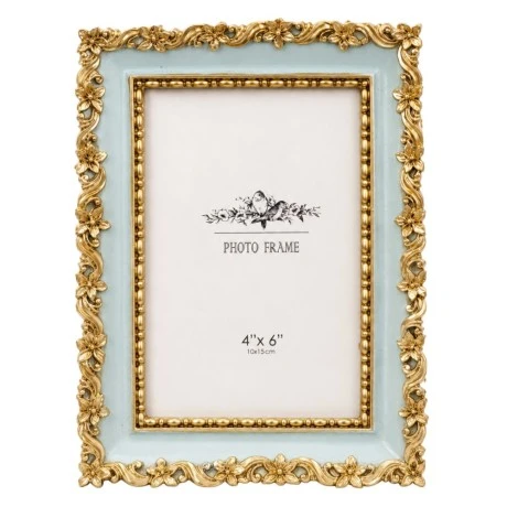 GOLD  MINT GREEN EMBOSSED RESIN PHOTO FRAME 10X15CM