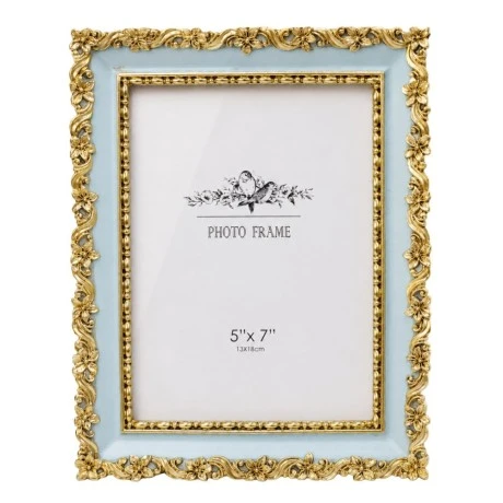 GOLD  MINT GREEN EMBOSSED RESIN PHOTO FRAME 13X18CM