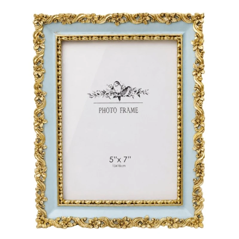 GOLD  MINT GREEN EMBOSSED RESIN PHOTO FRAME 13X18CM