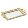 GOLD  MINT GREEN RESIN MIRROR TRAY 37x22x4 CM