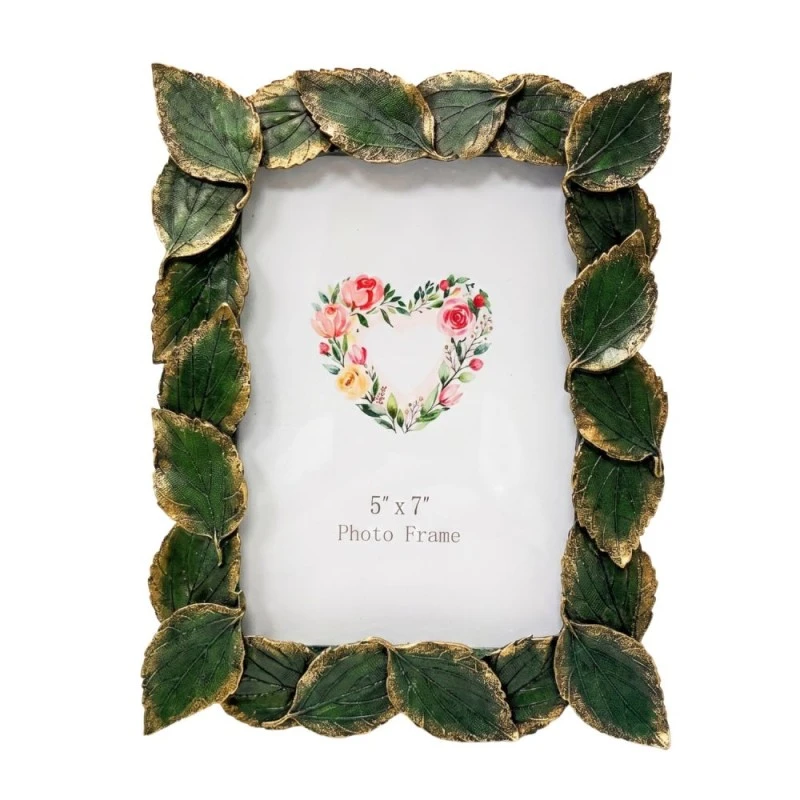 RESIN EMBOSSED GREEN LEAF PHOTO FRAME 10X15CM