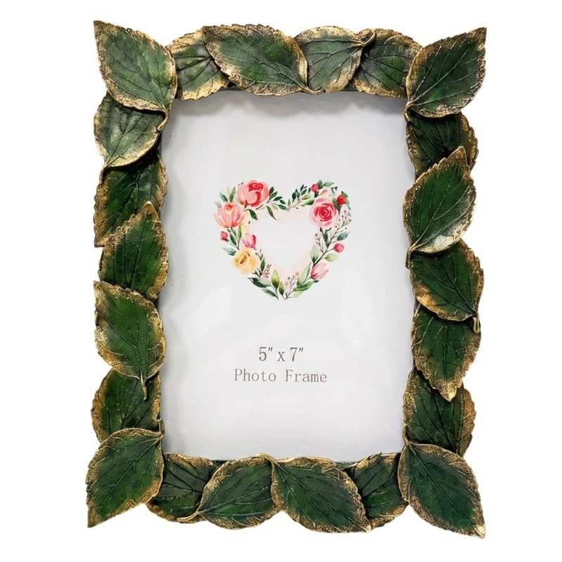 RESIN EMBOSSED GREEN LEAF PHOTO FRAME 13X18CM