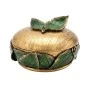 GOLD RESIN EMBOSSED GREEN LEAF TRINKET BOX D12X8CM