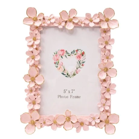 WHITE RESIN PHOTO FRAME WITH EMBOSSED FLOWERS 13X18CM