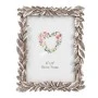 SILVER RESIN TRAY WITH EMBOSSED LEAVES 15X20CM