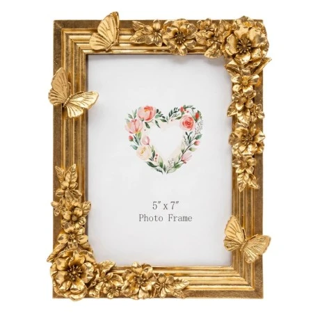 GOLD RESIN EMBOSSED BUTTERFLY PHOTO FRAME 13X18CM
