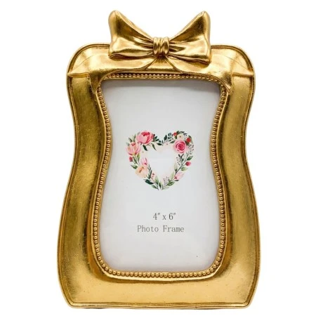 GOLD RESIN BOW PHOTO FRAME 10X15CM