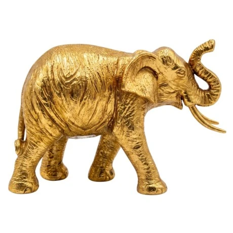 GOLD RESIN ELEPHANT FIGURE 20X10X16CM