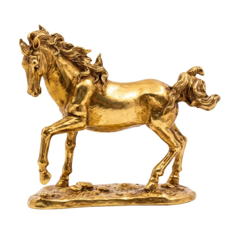 GOLD RESIN HORSE FIGURE 20X7X18CM